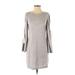 Club Monaco Casual Dress - Shift Crew Neck 3/4 sleeves: Gray Solid Dresses - Women's Size Small