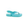 Old Navy Sandals: Flip-Flop Platform Casual Blue Print Shoes - Kids Girl's Size 7