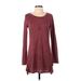 24/7 Maurices Long Sleeve Top Burgundy Marled Scoop Neck Tops - Women's Size X-Small