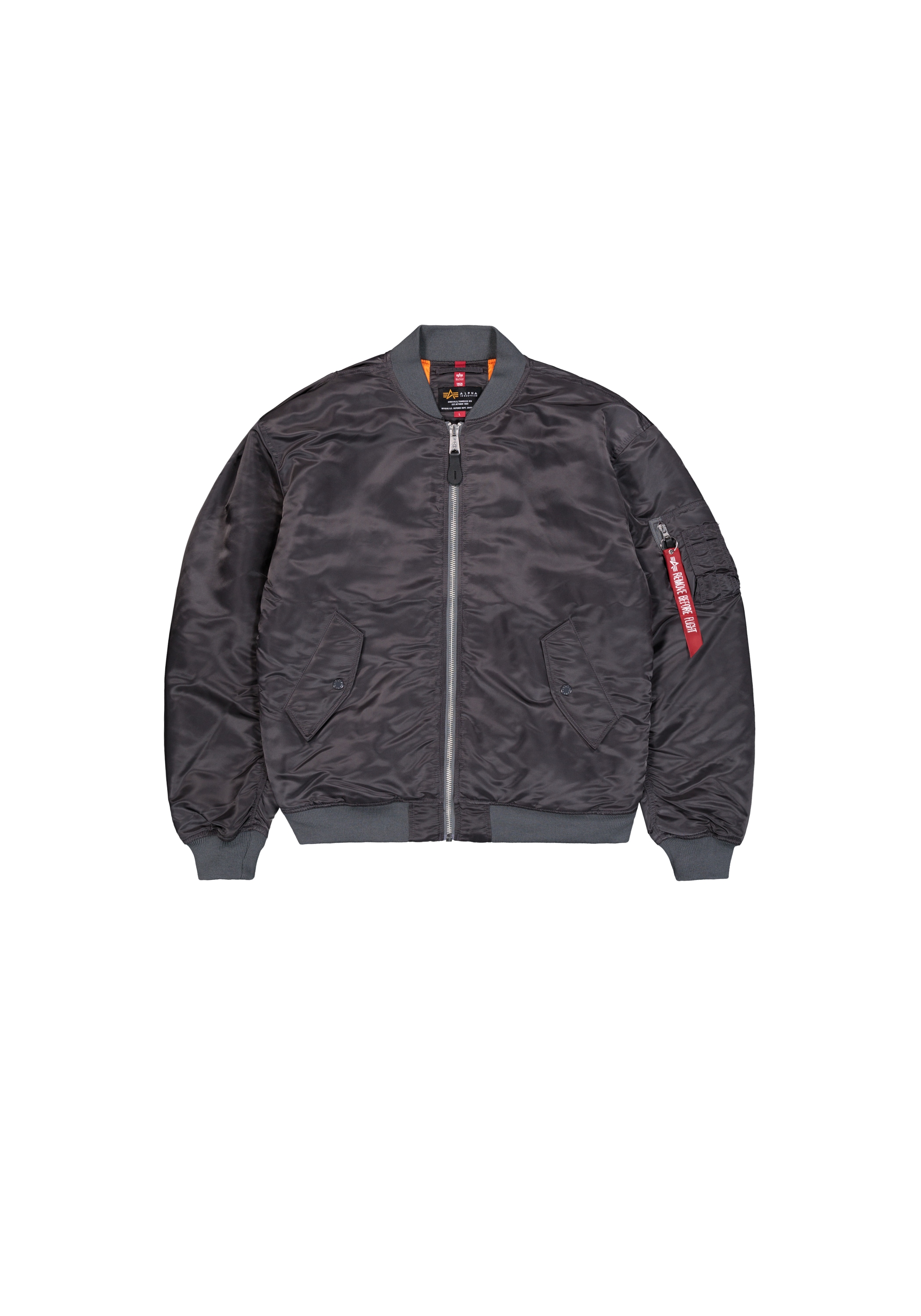 Bomberjacke ALPHA INDUSTRIES "MA-1 CS", Herren, Gr. L, grau (vintage grau), Obermaterial: 100% Nylon; Futter: 100% Nylon; Füllung: 100% Polyester, Jacken Bomberjacke