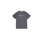 T-Shirt ALPHA INDUSTRIES "Alpha Label T-Shirt", Herren, Gr. 3XL, grau (grauschwarz), Obermaterial: 100% Baumwolle, Shirts