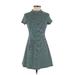 FP BEACH Casual Dress - A-Line Mock Short sleeves: Green Stripes Dresses - Women's Size X-Small