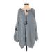 Zara Casual Dress - Shift Plunge Long sleeves: Blue Dresses - Women's Size X-Small