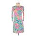 Lilly Pulitzer Casual Dress - Mini High Neck 3/4 sleeves: Pink Floral Dresses - Women's Size 2X-Small