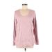 Simply Vera Vera Wang Pullover Sweater: Pink Color Block Tops - Women's Size Medium