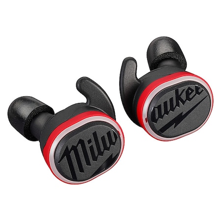MILWAUKEE TOOL 2191-21 Earbuds,Bluetooth,Black/Red,Cylinder - MILWAUKEE TOOL