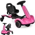 GYMAX 6V Kids Ride On Car, Electric Go Kart with Adjustable Seat & Speeds, 360° Spin Wheels, Horn, Sounds and Safety Belt, Children Racing Go Kart for 3-8 Years Old Boys Girls (Pink)