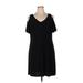 MSK Casual Dress - Shift V Neck Short sleeves: Black Print Dresses - Women's Size X-Large