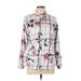 Croft & Barrow Long Sleeve Button Down Shirt: Ivory Floral Tops - Women's Size Large