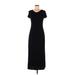 Ann Taylor Casual Dress - Sheath V Neck Short sleeves: Black Solid Dresses - Women's Size 8