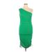 Shein Cocktail Dress - Bodycon One Shoulder Sleeveless: Green Print Dresses - Women's Size X-Large