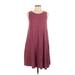 Nine Britton Casual Dress - Mini Scoop Neck Sleeveless: Burgundy Print Dresses - Women's Size Large