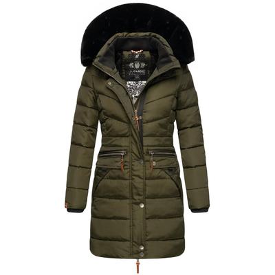 Steppmantel NAVAHOO "Paula", Damen, Gr. XS (34), grün (olivgrün), Oberstoff: 100% Polyester, Futter: 100% Polyester, Wattierung: 100% Polyester, Ärmelfutter: 100% Polyester, Kunstpelz: 90% Polyacryl, 10% Polyester, modisch, figurbetont ca. Mitte... Image