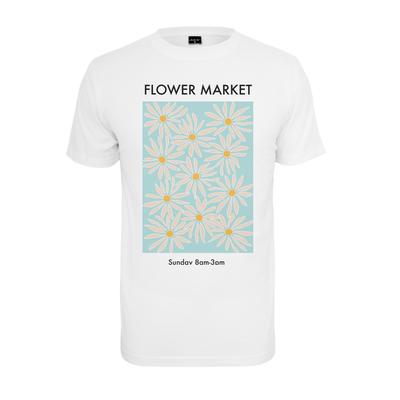 T-Shirt MISTERTEE "MisterTee Damen Ladies Flower Market Tee", Herren, Gr. S, weiß, 100% Baumwolle, unifarben, casual, normal, Rundhals, Kurzarm, Shirts Image
