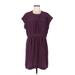Madewell Casual Dress - Mini Crew Neck Short sleeves: Purple Solid Dresses - Women's Size 8