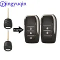 Jingyuqin – coque de clé télécommande repliable avec Logo pour Toyota Yaris Carina Corolla