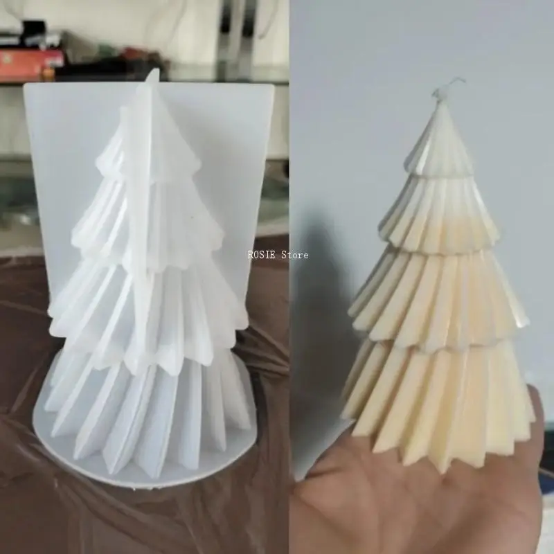 Moule à bougie en silicone pour sapin de Noël 3D, gypse, moule Regina, bricolage, fait à la main, décoration de la maison