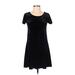 Socialite Casual Dress - A-Line Scoop Neck Short sleeves: Black Solid Dresses - Women's Size X-Small