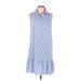 Shein Casual Dress - Shirtdress High Neck Sleeveless: Blue Stripes Dresses - Women's Size Large