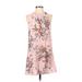 Shein Casual Dress - Mini Crew Neck Sleeveless: Pink Floral Dresses - Women's Size X-Small