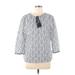 Tara Michelle Long Sleeve Blouse: Blue Polka Dots Tops - Women's Size Large