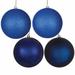 The Holiday Aisle® 8" Midnight 4-Finish Ball Ornament Assortment, 4 Per Bag Plastic in Blue | 8 H x 8 W x 8 D in | Wayfair