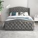 Bonzy Home Metal Nail Trim Platform Bed w/ Tufted Headboard & 4 Drawers Upholstered/Velvet/Metal in Gray | 45.2 H x 62.2 W x 82.7 D in | Wayfair