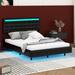 Ivy Bronx Jamaro Full Size Floating Bed Frame w/ LED Lights & USB Charging Upholstered in Black | 43 H x 57.6 W x 78 D in | Wayfair