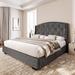 Winston Porter Monserat Bed Frame w/ Headboard 4 Storage Drawers Upholstered/Metal/Linen in Gray | 44.8 H x 79 W x 84.5 D in | Wayfair