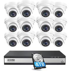 ZOSI 16CH 4K PoE NVR Security Camera System 4TB HDD, 5MP Outdoor PoE Cameras, Motion Sensor, Remote View in White | 18 H x 15 W x 15 D in | Wayfair