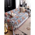 Blue Flower Chenille Sofa cover Nap Blanket Minimalist Sofa cover Retro Sofa Cover Sofa Throw Pet Sofa Protector 3 Seater Black Slipcovers