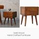 Bedside Table with Drawers - Solid Wood Sofa Storage Table - Mid Century Modern Living Room Small Table - Dark Wooden Lamp Table