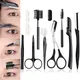 Black Eyebrow Trimming Scissors Stainless Steel Tweezers Eyebrow Scraping Eyebrow Comb Razor Eyebrow