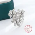 2024 New High Pear Shaped Branch Flower Zircon 925 Stamp Ring for Women's Fashion Flower Diamond Big