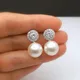 Sweet Pearl Diamond Dangle Earring 925 Sterling Silver Party Wedding Drop Earrings for Women Bridal