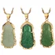 Grün Jade Guanyin Anhänger Halskette Chinesische Buddha Buddhistischen Charme Maitreya Amulett