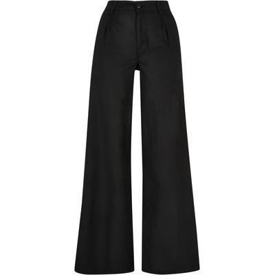 Stoffhose URBAN CLASSICS "Urban Classics Damen Ladies High Linen Mixed Wide Leg Pants", Damen, Gr. 29, Normalgrößen, schwarz, 55% Leinen, 45% Baumwolle, unifarben, loose fit, Hosen Image