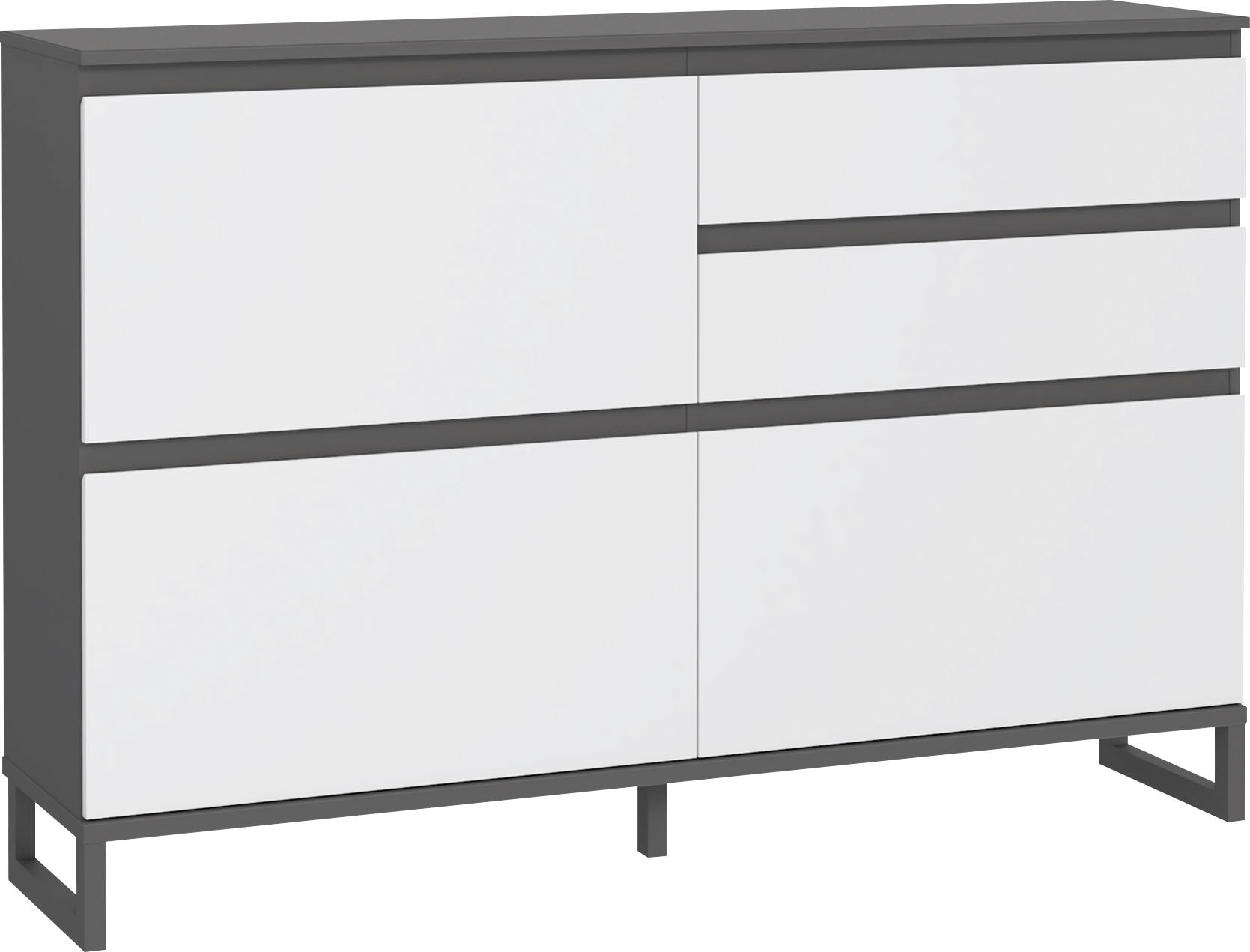 Schuhschrank FORTE "Quayle", grau (dunkelgrau, hellgrau), B:150,1cm H:99,3cm T:34,1cm, Spanplatte, Schränke, Schuhschrank