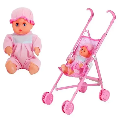 Heißer Baby Infant Puppe Kinderwagen Wagen Faltbare mit Puppe für 12 zoll Puppe Mini Kinderwagen