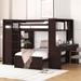 Full Size Loft Bed with Twin Size Stand-Alone Bed, Solid Wood Loft Bed Frame with Desk, Shelves and Wardrobe for Kids Teens