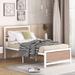 Twin/Full Size Platform Bed, Metal and Wood Bed Frame with Headboard and Footboard