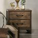 Modern Light Walnut Solid Wood Nightstand with 2 Drawers