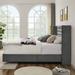 King Platform Bed with Button Headboard and Wood Slat Support