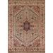 Geometric Heriz Serapi Oriental Rug Hand-Knotted Green Wool Carpet - 8'11"x 11'10"