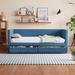 Stripe Design Corduroy Daybed with 2 Drawers, Wood Slat Support, Twin