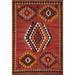 Kilim Qashqai Persian Vintage Area Rug Hand-Woven Orange Wool Carpet - 4'11"x 6'8"