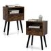Set of 2 Mid Century Nightstand, Side Table with Drawer and Shelf, End Table for Living Room Bedroom