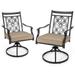 2 Pieces Patio Swivel Chairs with Blossom Pattern Backrest and Cushions-Black - 27.5" x 23.5" x 36"