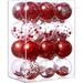 Red Christmas Balls, Shatterproof Christmas Ornaments Set