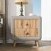 Upholstered Wooden Nightstand with 2 Drawers,Fully Assembled Except Legs and Handles,Bedside Table with Rubber Wood Leg